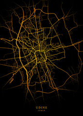 Udine City Map Poster Minimalist - Udine City Modern Wall Art Home Decor Ready to Printable	
