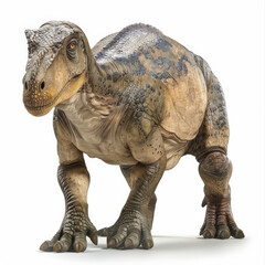 Fototapeta premium A peaceful Hadrosaurus with its herbivorous build and friendly appearance, grazing, isolated on white background.