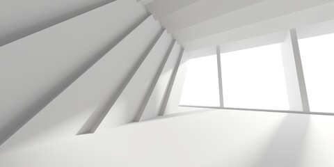 Futuristic white interior design.  Empty room modern architecture