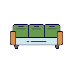 sofa color line icon with white background vector stock illustration
