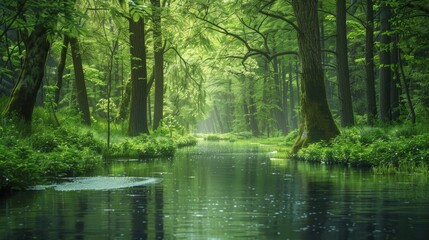 Tranquil Forest River.