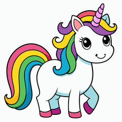 Cute Cartoon Rainbow Unicorn vector illustration