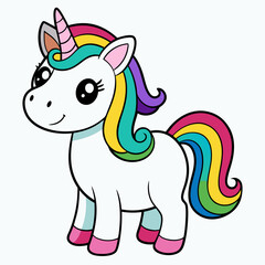 Cute Cartoon Rainbow Unicorn vector illustration