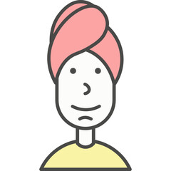 Woman spa client with bath towel on head vector icon