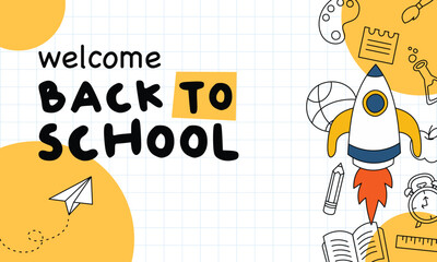 Back to School Vector Illustration on Grid Background with Editable Stroke