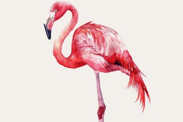 Naklejka premium Pink flamingo standing illustration