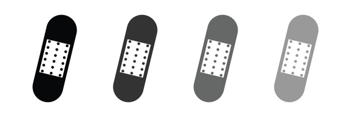 Band aid graphics. Injury bandage vector. Medical plaster symbol. Medical patch vector on white background.