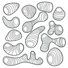 Organic abstract basic shapes vector illustration. Blob, ginger, rout, funny, doodle, irregular forms.