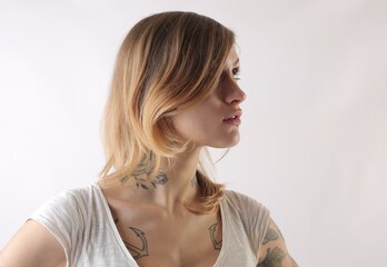 portrait of a  girl with tattoo