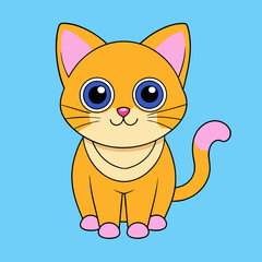 Cute Cat Vector Illustration - Cartoon, Clipart, and Line Art Design