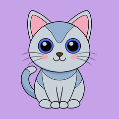 Cute Cat Vector Illustration - Cartoon, Clipart, and Line Art Design