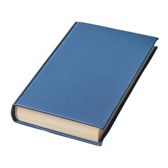 Closed Blue Hardcover Book Render with Minimalist Style on Transparent Background
