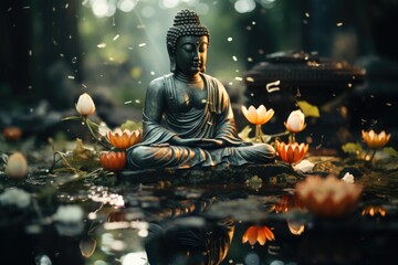 Generative illustration of the AI ??of a Ying Yang symbol, generative IA