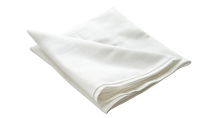 Elegant White Folded Cloth Napkin on a White Background