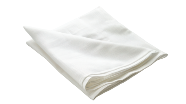 Elegant White Folded Cloth Napkin on a White Background