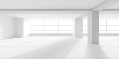 Abstract light corridor interior. Futuristic architecture background