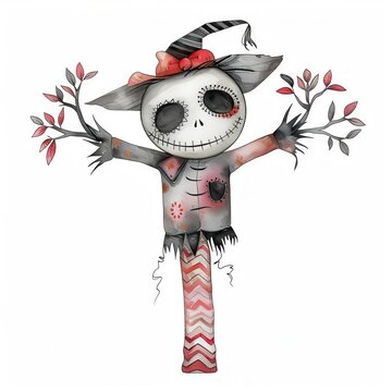 recommend clip art: a Scarecrow clipart, watercolor clipart illustration, lsolated on white background