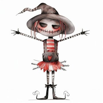 recommend clip art: a Scarecrow clipart, watercolor clipart illustration, lsolated on white background