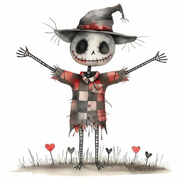 recommend clip art: a Scarecrow clipart, watercolor clipart illustration, lsolated on white background