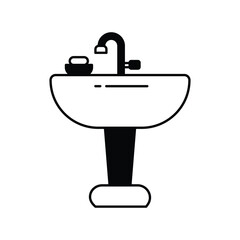 sink glyph icon with white background vector stock illustration