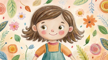 Fototapeta premium Delightful Girl Illustration for Children's Books and Creative Projects