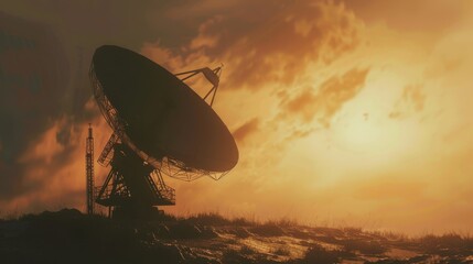 Connecting the World: Satellite Dish Receiving Signals for Broadcast