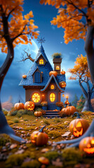 Spooky Halloween House With Jack O Lanterns