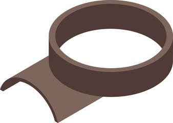 Brown gutter system protecting a building from water damage, isometric view