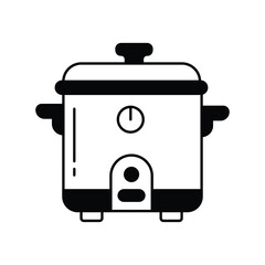 rice cooker glyph icon with white background vector stock illustration