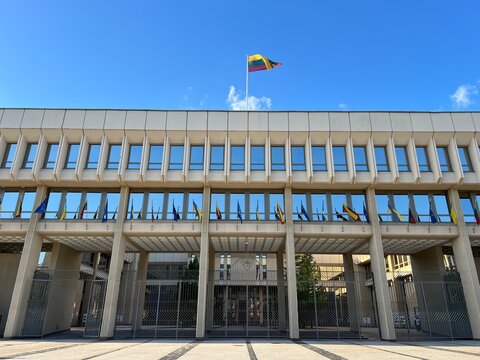 Seimas Palace, the seat of the Seimas, the Lithuanian parliament in Vilnius, Lithuania