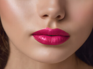 Fototapeta premium Focus on the fullness and shape of the lips, highlighting natural beauty.