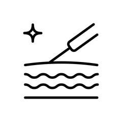 Facial Skin Cleaner outline icon. Home Beauty Peeling Device. Sonic Skin Scrubber, Skin Spatula, Peeling Machine, Blackhead Remover Simple Sign. Skin Treatment Line Symbol. Isolated Vector Illustratio