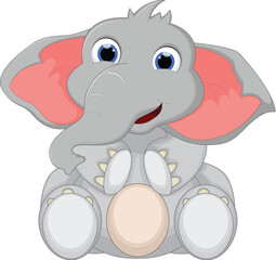 Cartoon cute baby elephant sitting