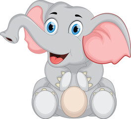 Cute baby elephant cartoon sitting 