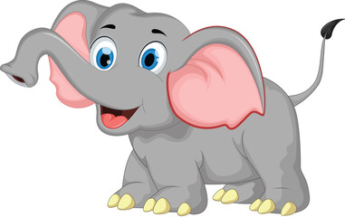 Cartoon elephant isolated on white background