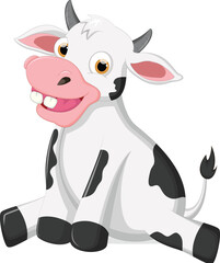Cute baby cow cartoon sitting