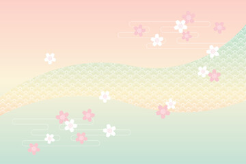 桜と和柄の背景