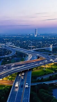 timelapse aerial of the Skyline and Spaghetti Junction Freeways in Atlanta