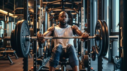 A man lifts weights during a row exercise in a modern gym