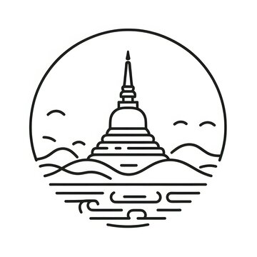 recommend clip art: AI Generate of Simple design of One Line Icon Depicting of Buddha's Stupa, Isolated in White