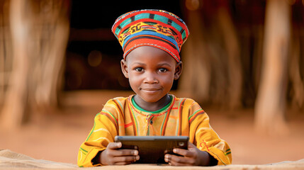 Young African Boy With Tablet