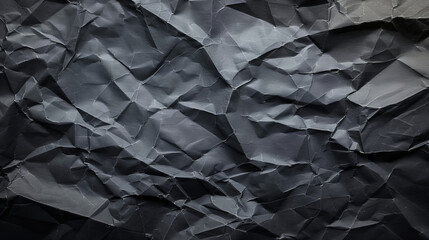 A high-resolution image of a dark crumpled paper texture, featuring intricate folds and shadows. This background is perfect for design projects requiring a unique and dramatic texture