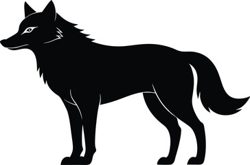 wolf silhouette, wolf black silhouette vector