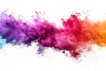 Splash of multi-colored powder dust on a white background.