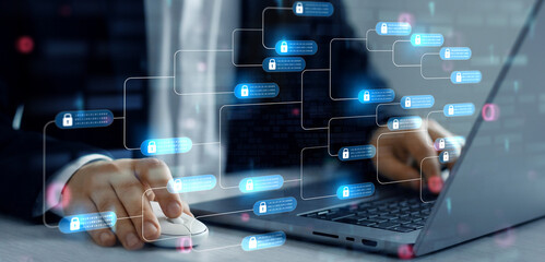 Blockchain financial with chain of encrypted blocks to secure datum, cryptocurrency  and bitcoin...