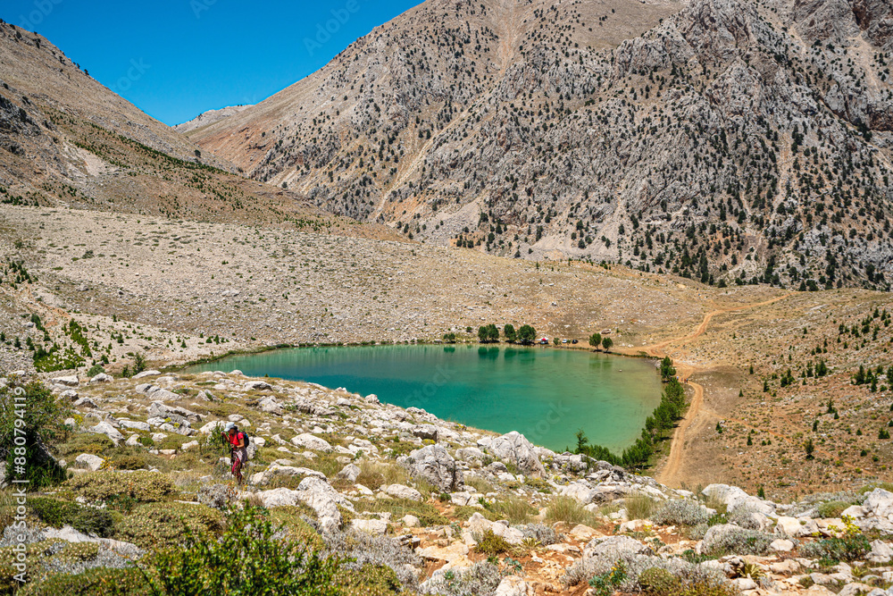 Wall mural The scenic views of Green Lake, a crater lake, is on the Gömbe Plateau, famous for its unique geographical riches. It is on the slope of Akdağ, the second-highest peak of Antalya.