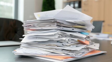 Organized Stack of Business Documents with Shallow Depth of Field