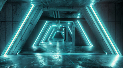 Obraz premium Sci-Fi Atmosphere: The scene evokes a sci-fi atmosphere, highlighting concepts of advanced technology, neon-lit environments, and cybernetic enhancements. It suggests a world where technology 