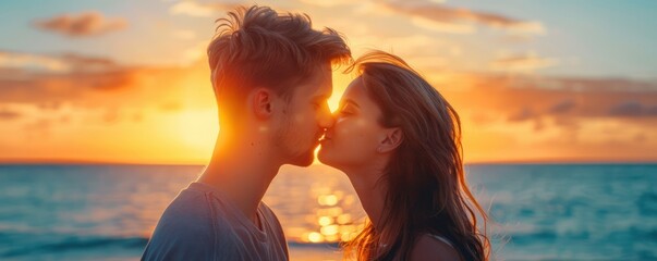 Romantic Couple Kissing on the Beach at Sunset, Passionate Love, Intimate Moments, Beach Romance, Couple in Love, Ocean Sunset, Summer Love, Tropical Beach, Romantic Getaway, Beach Vacation, Romantic