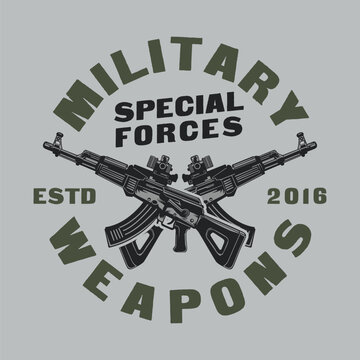 Military Gun weapons Special Forces vintage badge logo